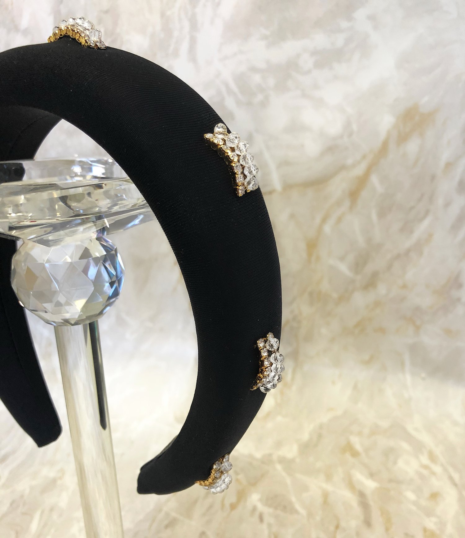 Image of Black Padded Diamanté Headband 