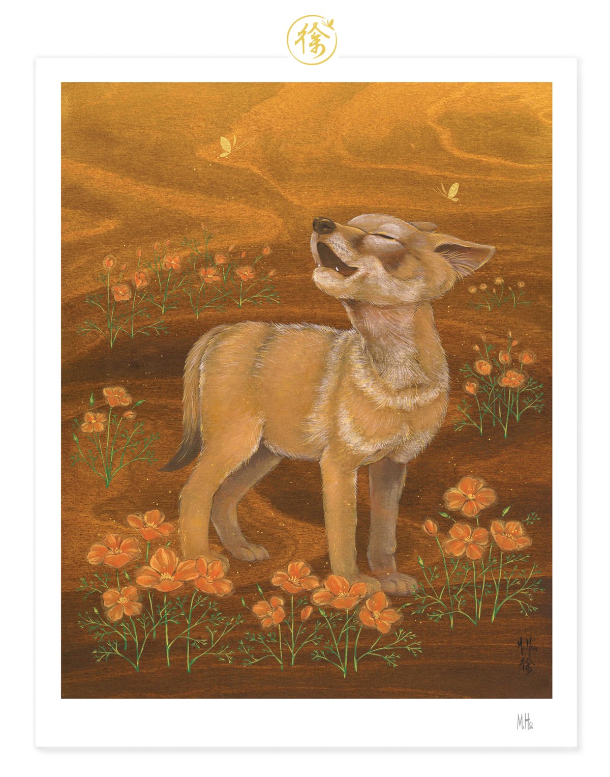 LTD Print - Coyote and Poppies