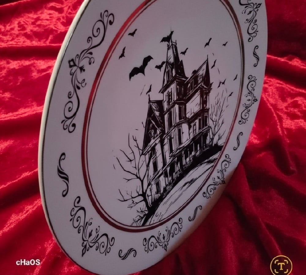 Image of 🕯️ The Manor Noir Collection — Set of 2 Haunted House Plates