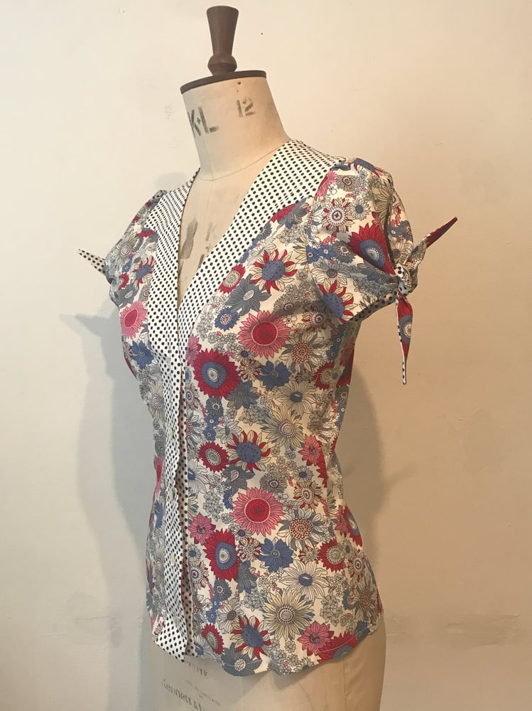 Image of Spotty and floral handkerchief blouse