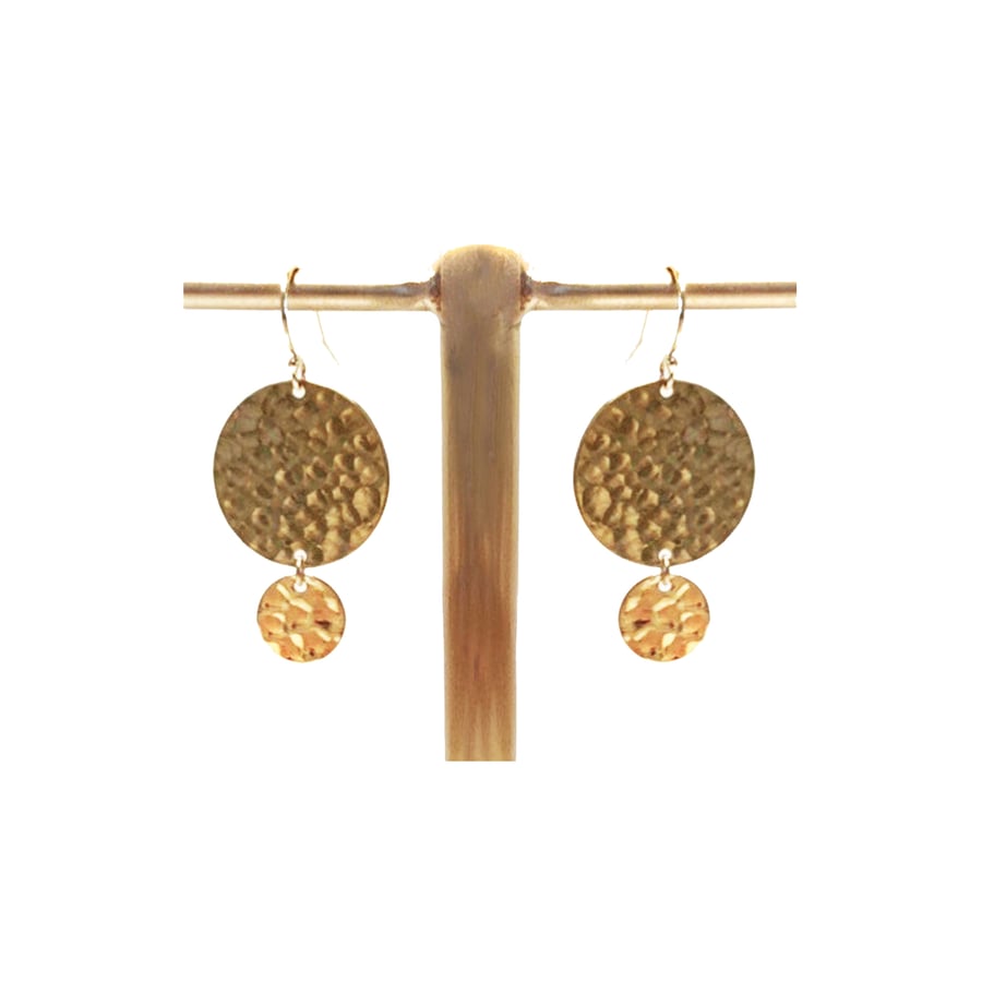 Image of Hammered Brass Earrings with Gold Filled Wire