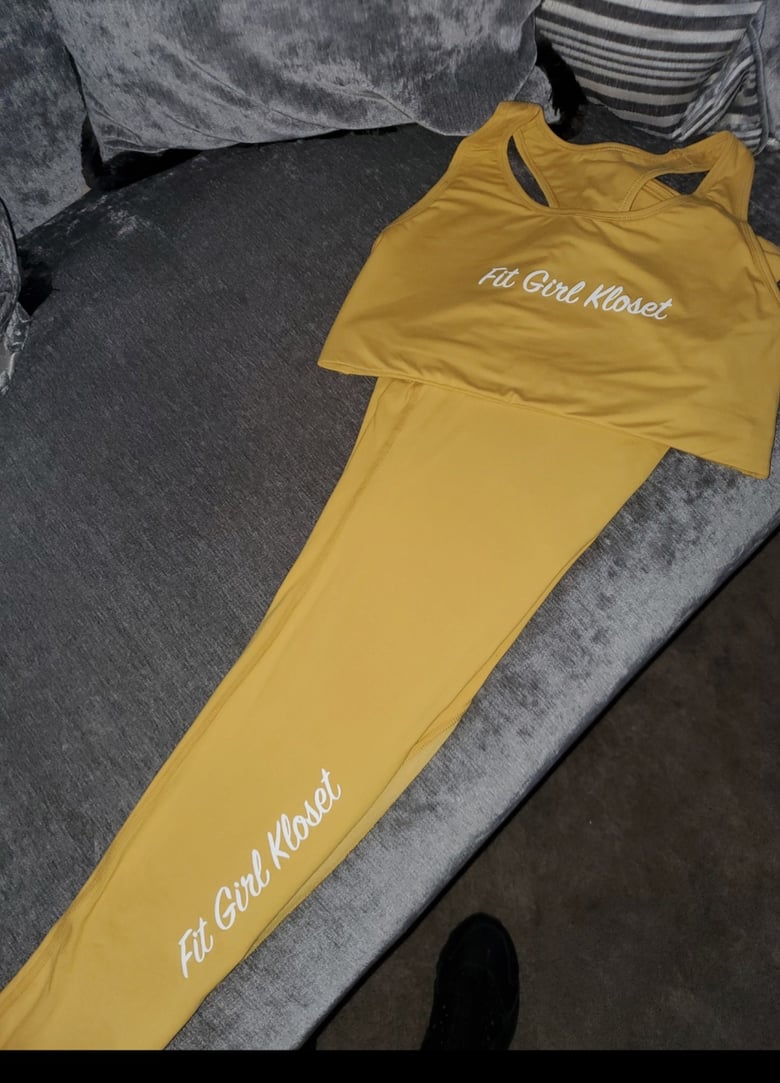 Image of Yellow crop and leggings set