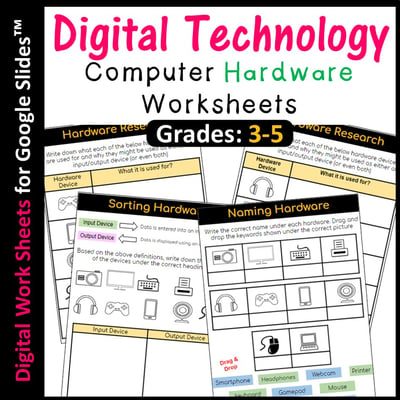 Image of Digital Technology Computer Hardware Worksheets (Distance Learning)