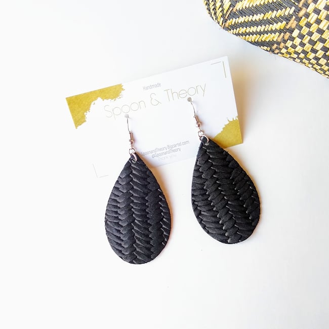 Zani Teardrop Leather Earrings