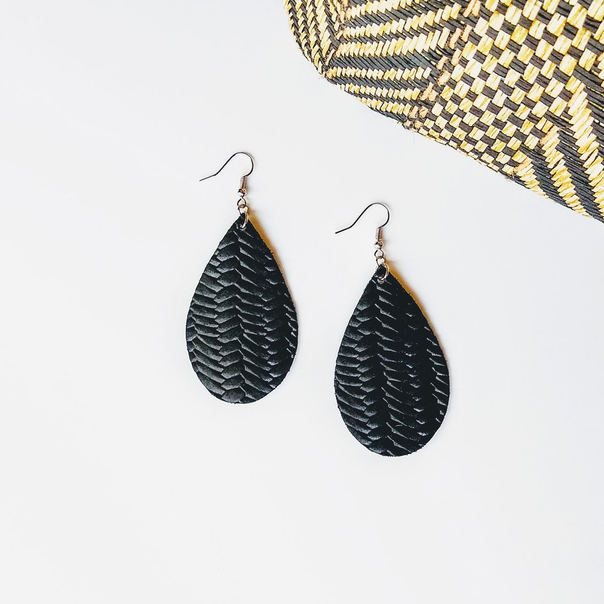 Zani Teardrop Leather Earrings Spoon & Theory Handmade