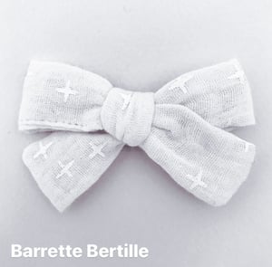 Image of Barrette double gaze crème pois dorés