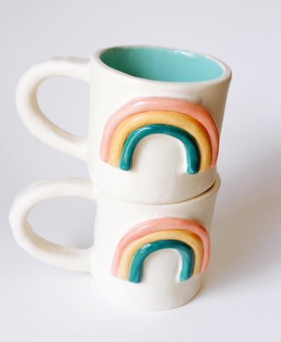 Image of Rainbow Mug 10 Oz Turquoise