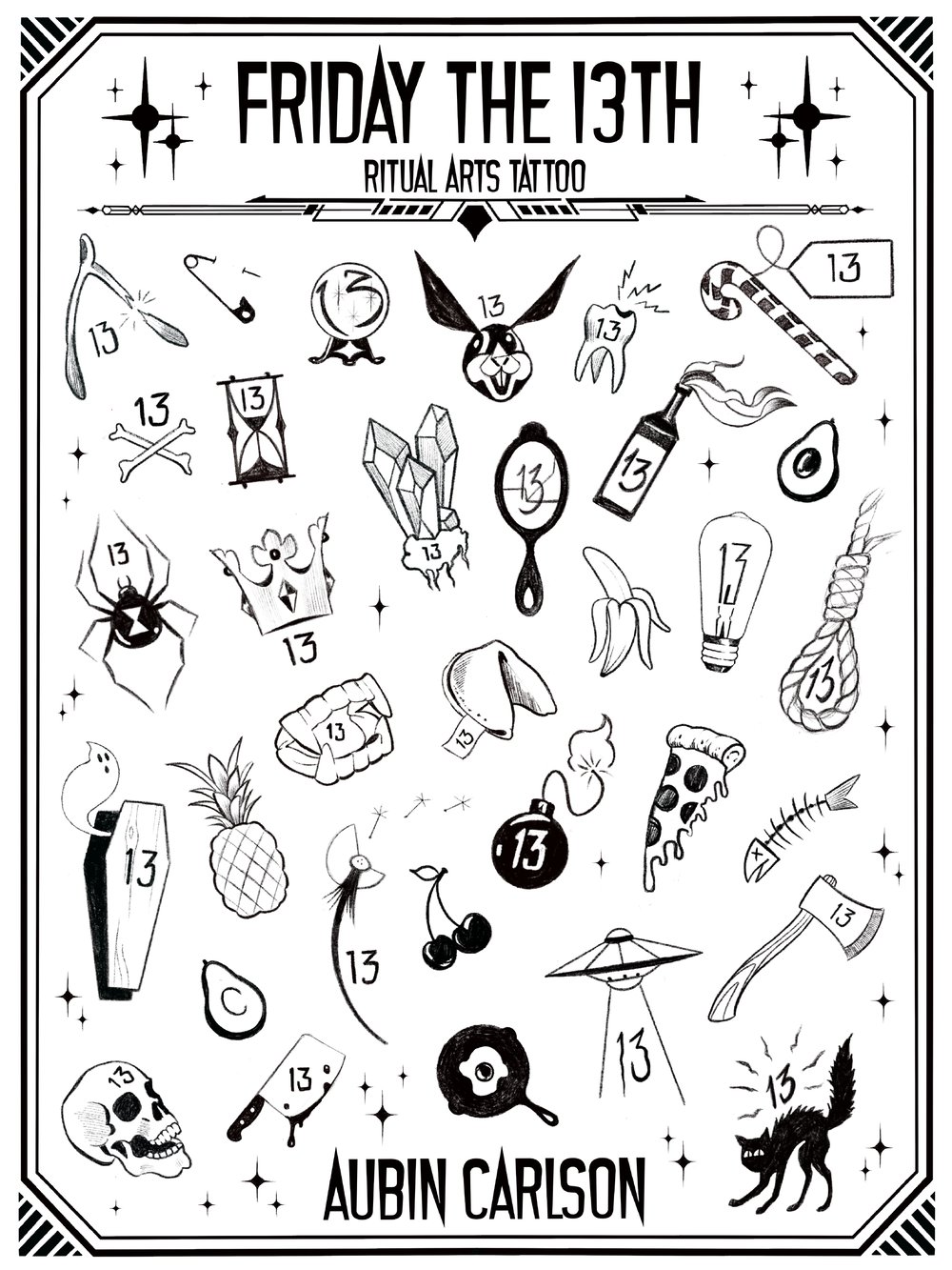 Friday the 13th Tattoo Flash Sheets