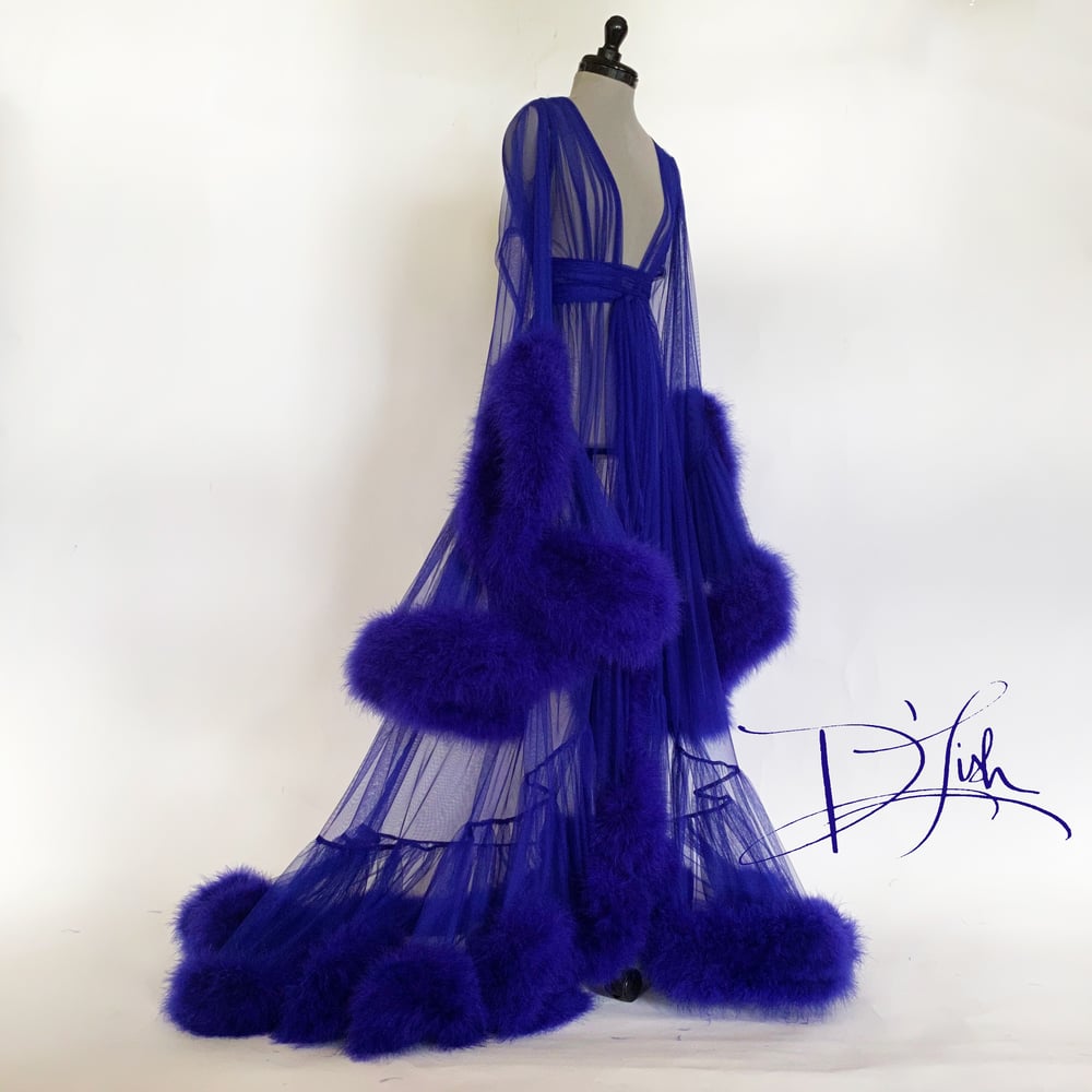 Image of Cobalt/Royal Purple Deluxe "Cassandra" Dressing Gown 
