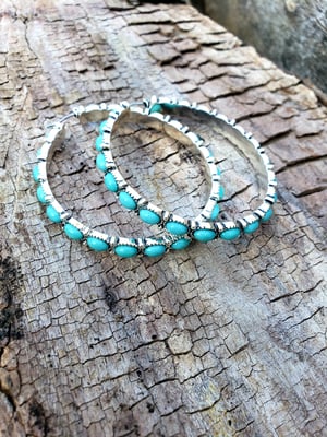 Image of Turquoise Hoop Earrings 
