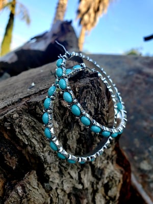 Image of Turquoise Hoop Earrings 