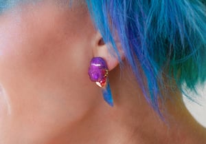 Image of LONG STUDS - Fuschia-Turquoise