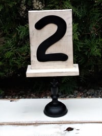 Image 1 of Wooden birthday double sided plates with number 1 or 2 #black