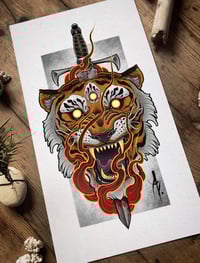 Tiger in flames. 42 x 23