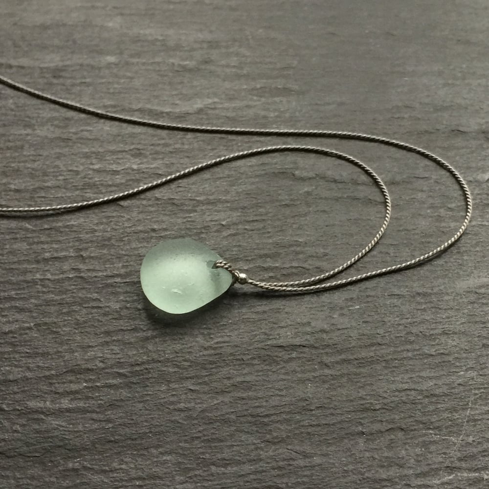 Image of Aqua sea glass necklace - Covehithe