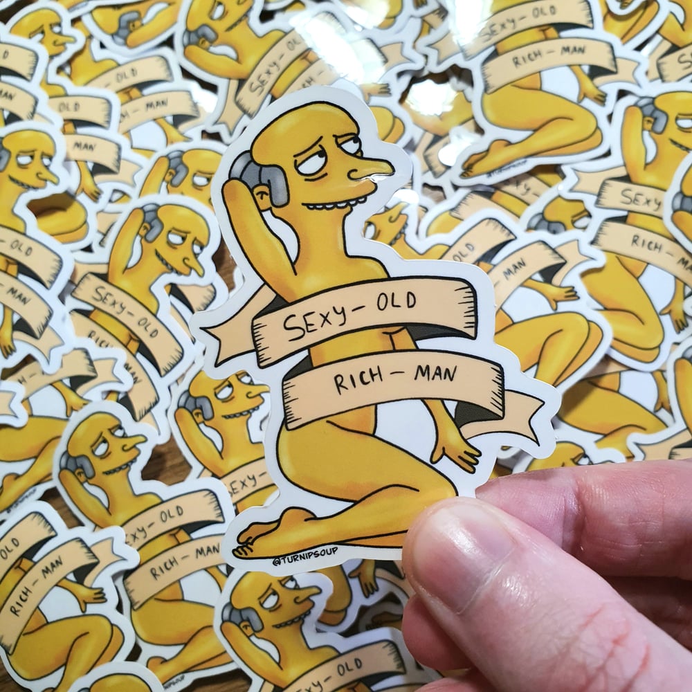 Image of Sexy Rich Man Burns Sticker.