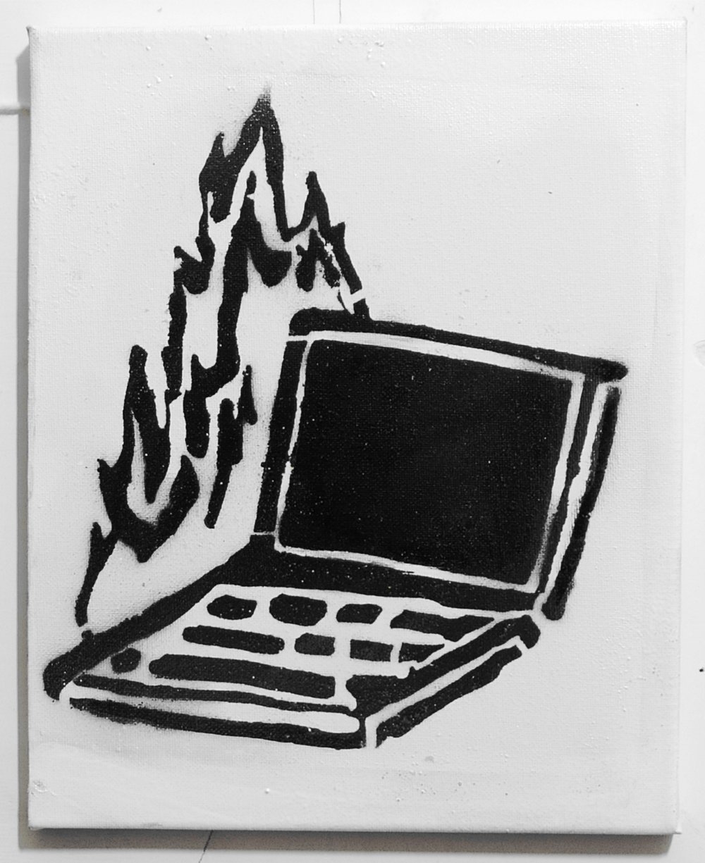 Image of Burning Pc - Stencil on Canvas