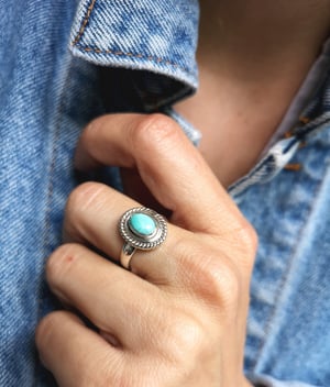 Image of Bague turquoise du tibet - taille 55,5 - ref. 5721