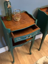 Image 4 of A pair Of French dark green side tables