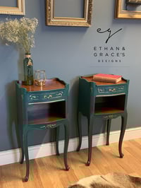 Image 1 of A pair Of French dark green side tables