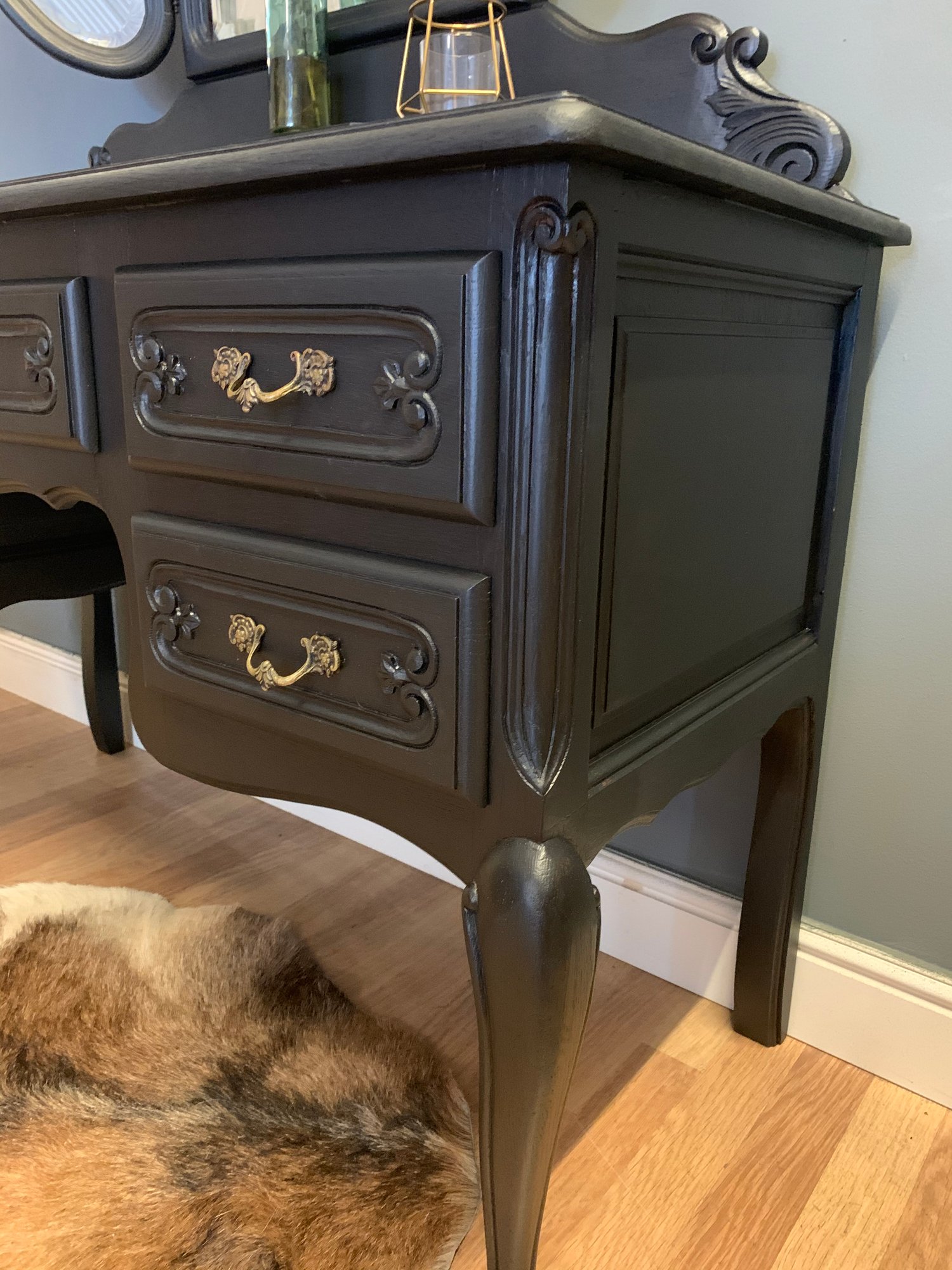 Image of Black French oak dressing table 