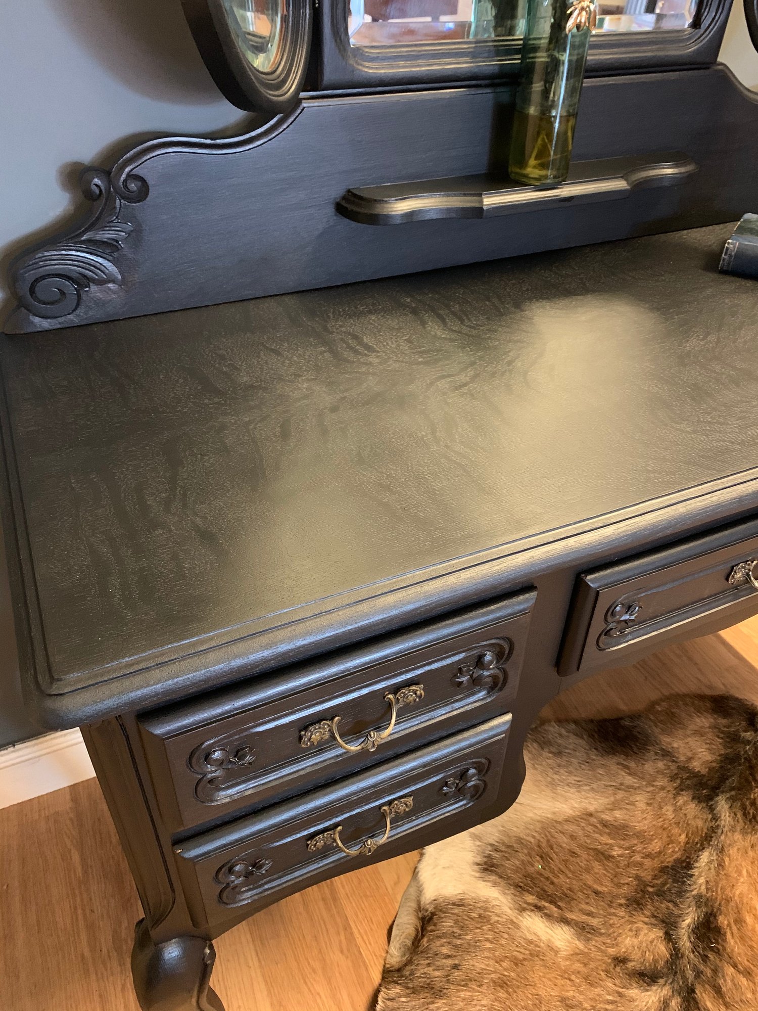 Image of Black French oak dressing table 