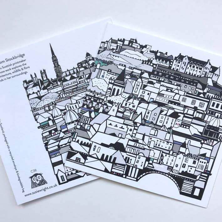Image of Square Greetings cards ~ Edinburgh selection 03