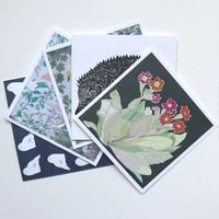 Image 1 of SQUARE GREETINGS CARDS ~ PLANTS , BIRDS & ANIMALS SELECTION