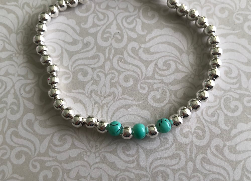 Image of Turquoise, lilac or pink ball bead bracelet 