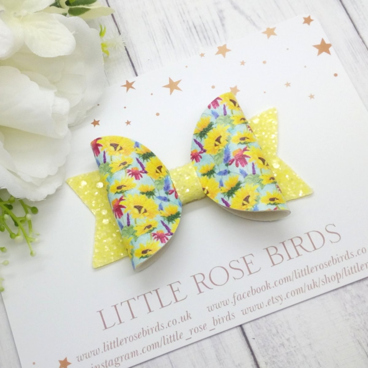 Image of Yellow Sunflower Bow - Choice of Headband or Clip