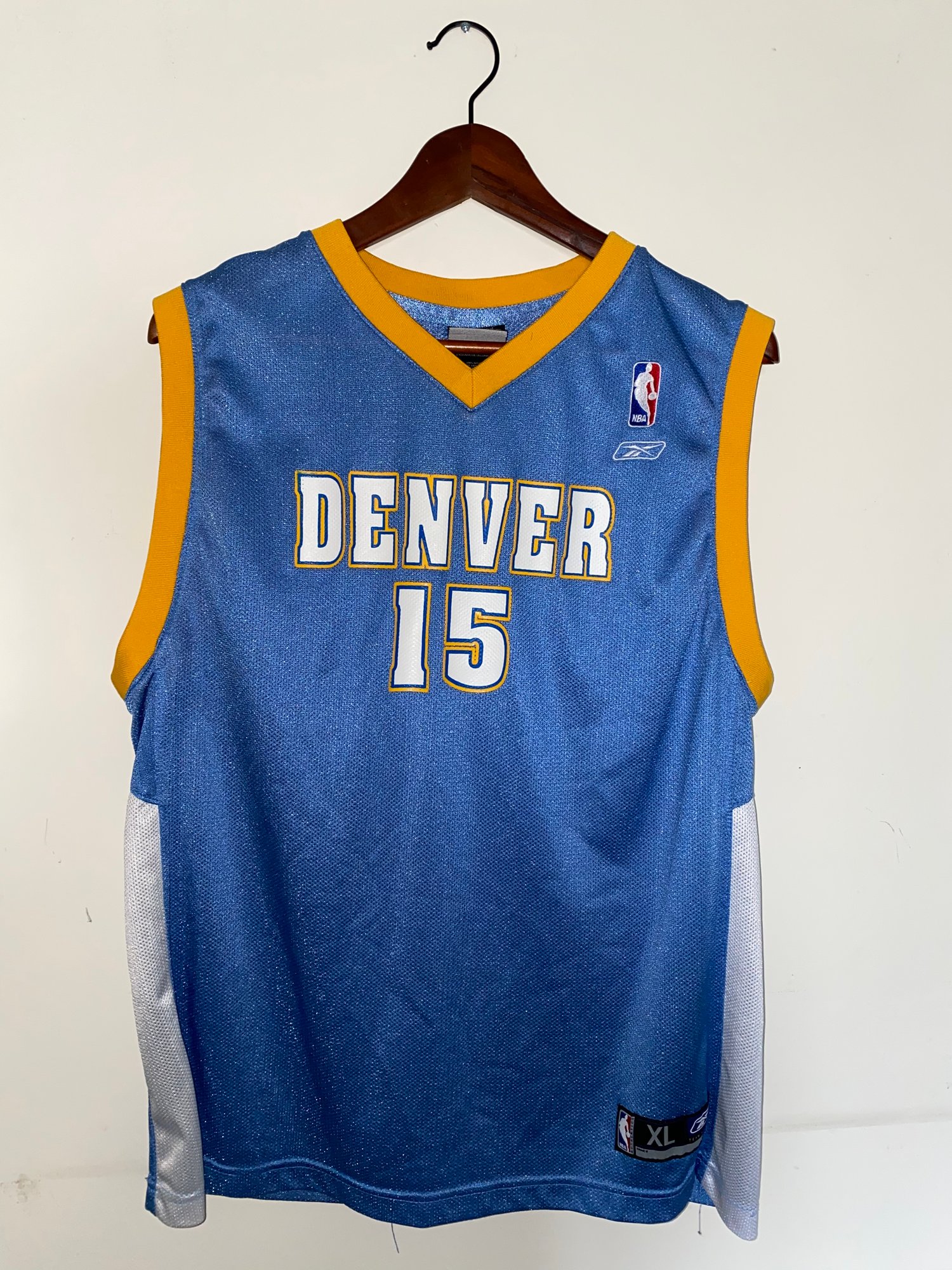 Vintage - Men - Reebok Carmelo Anthony Denver Nuggets Jersey - Light Blue /Gold/ White 2XL