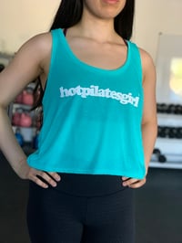 Hot Pilates Girl Teal Crop Tank 