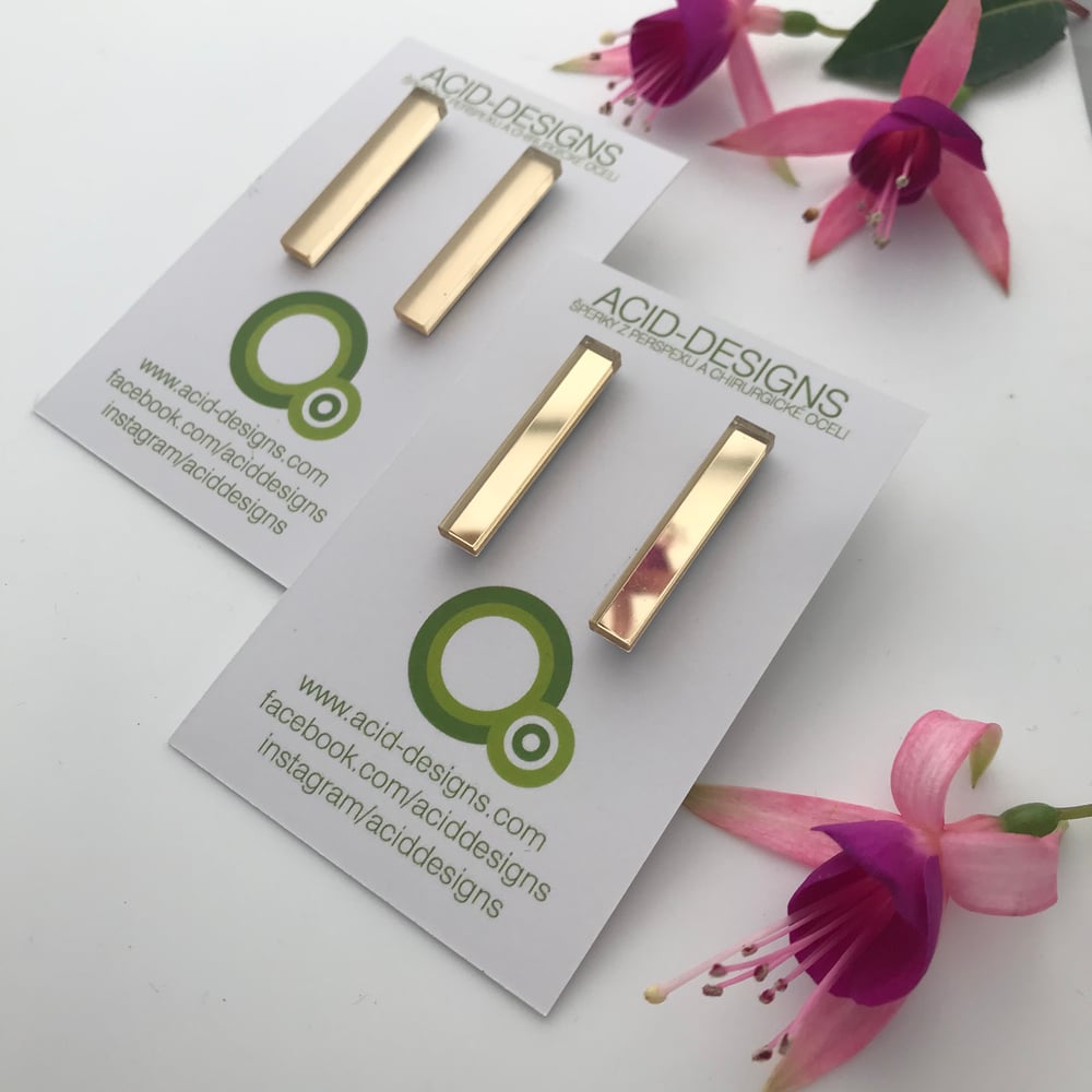 Image of Náušnice / Earrings Long Rectangle Mirror