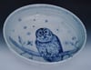 Colbalt Barn Owl Porcelain Bowl