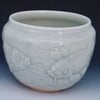 Woodfired Carved Koi Stoneware Vessel