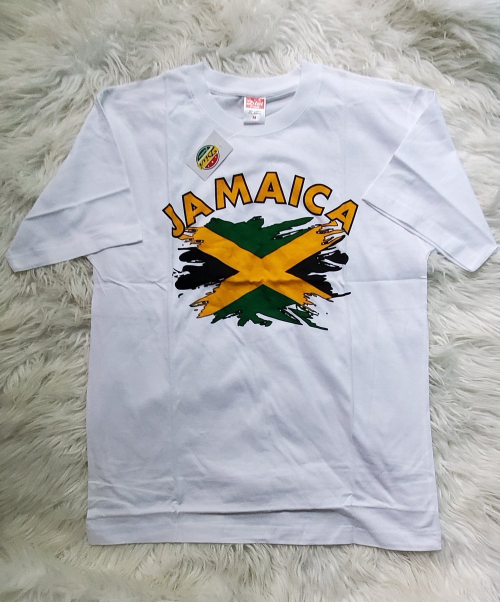 Jamaica flag white tee 