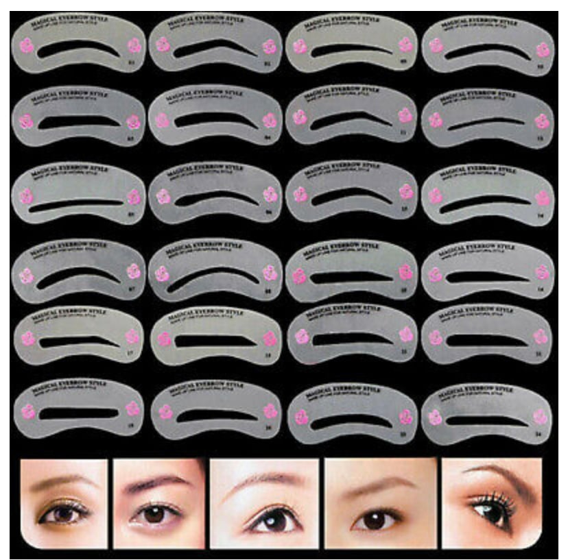 Image of 24pcs/set Charm Eyebrow Shaping Stencil Grooming Shaper Template Makeup Tool Kit