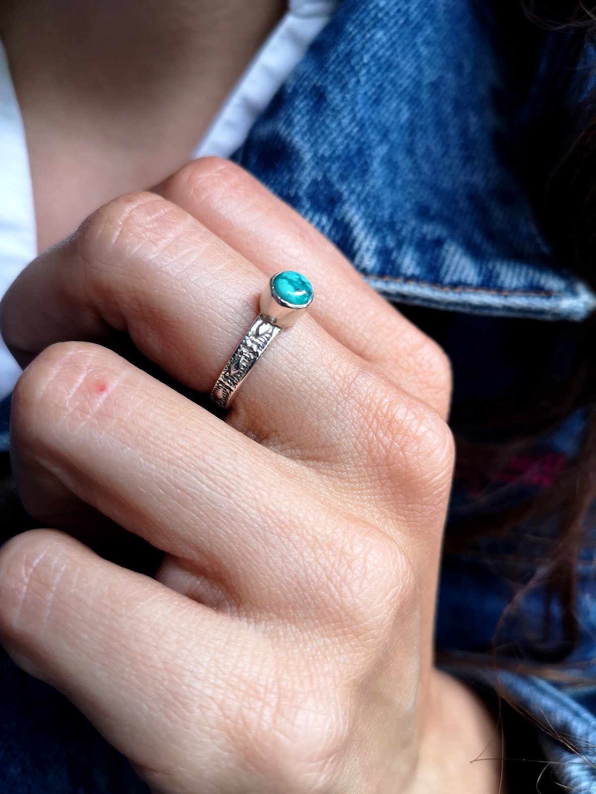 Image of Bague turquoise du Tibet - taille 53 - ref. 5790