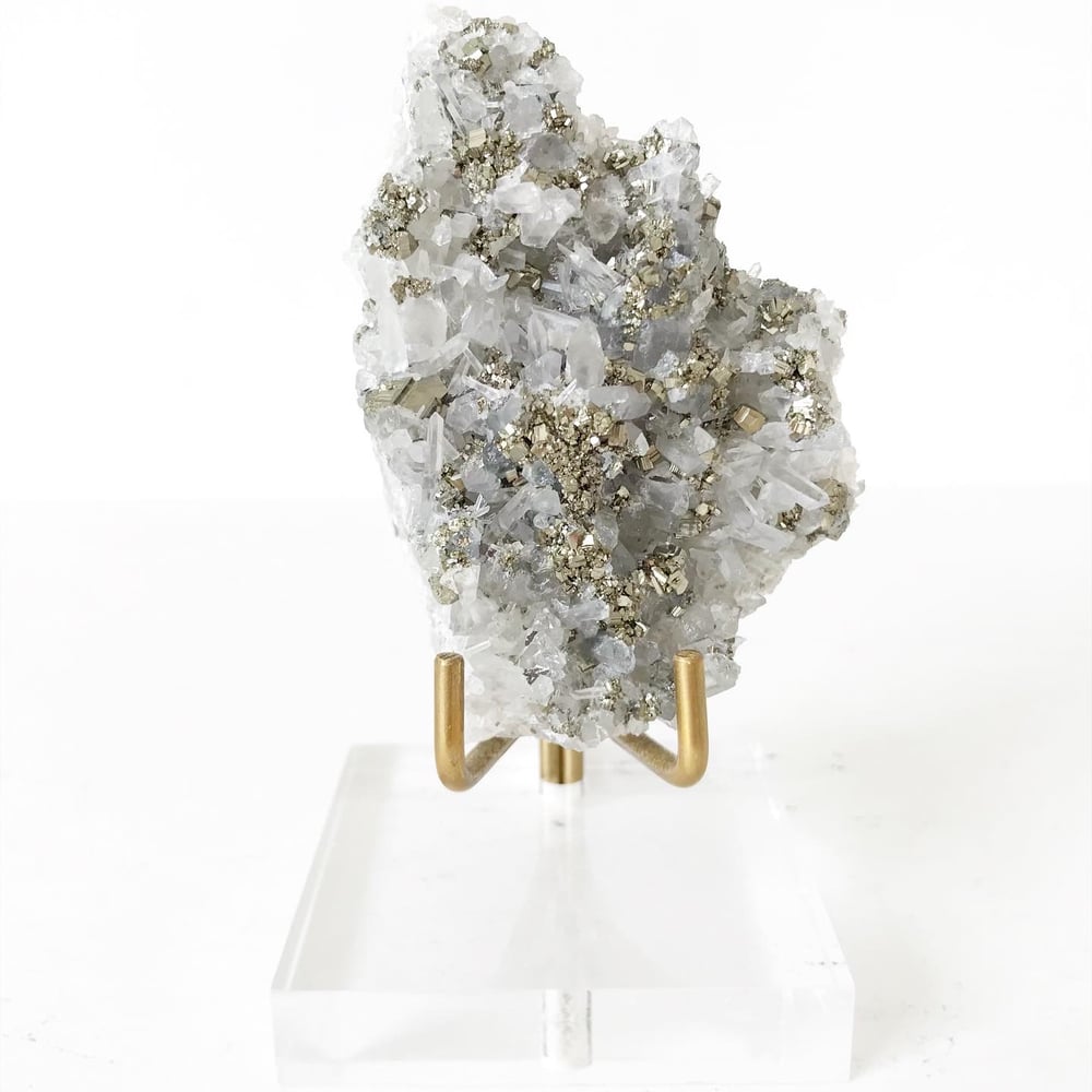 Image of Quartz/Pyrite no.01 + Lucite and Brass Stand