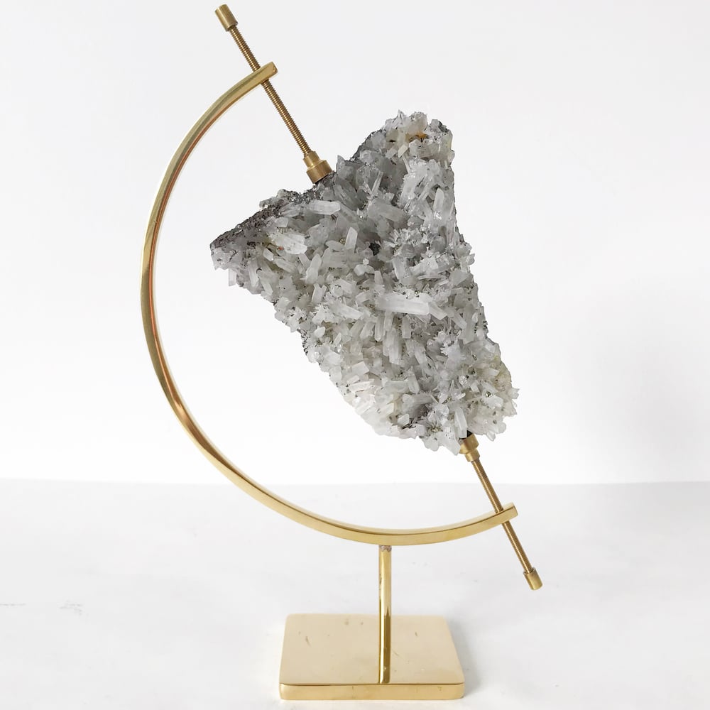Image of Quartz/Pyrite no.06 + Brass Arc Stand