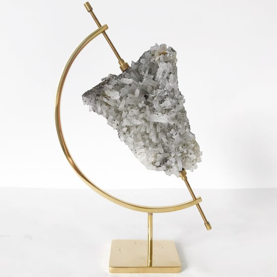 Image of Quartz/Pyrite no.06 + Brass Arc Stand