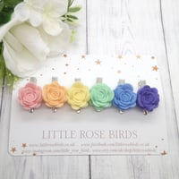 Image 2 of SET OF 6 - Pastel Rainbow Rose Clips 