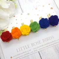 Image 1 of SET OF 6 Bright Rainbow Rose Clips 