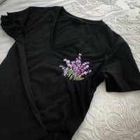 Image 1 of Lavender Patch Pocket V-Neck T-shirt 