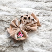 Image 1 of Leopard Florals Velvet Large Bow 