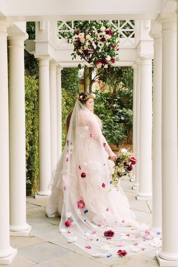 Custom Burgundy, Pink, Ivory Floral Wedding Veil | Inventing Vintage Custom Burgundy, Pink, Ivory Floral Wedding Veil | Inventing Vintage
