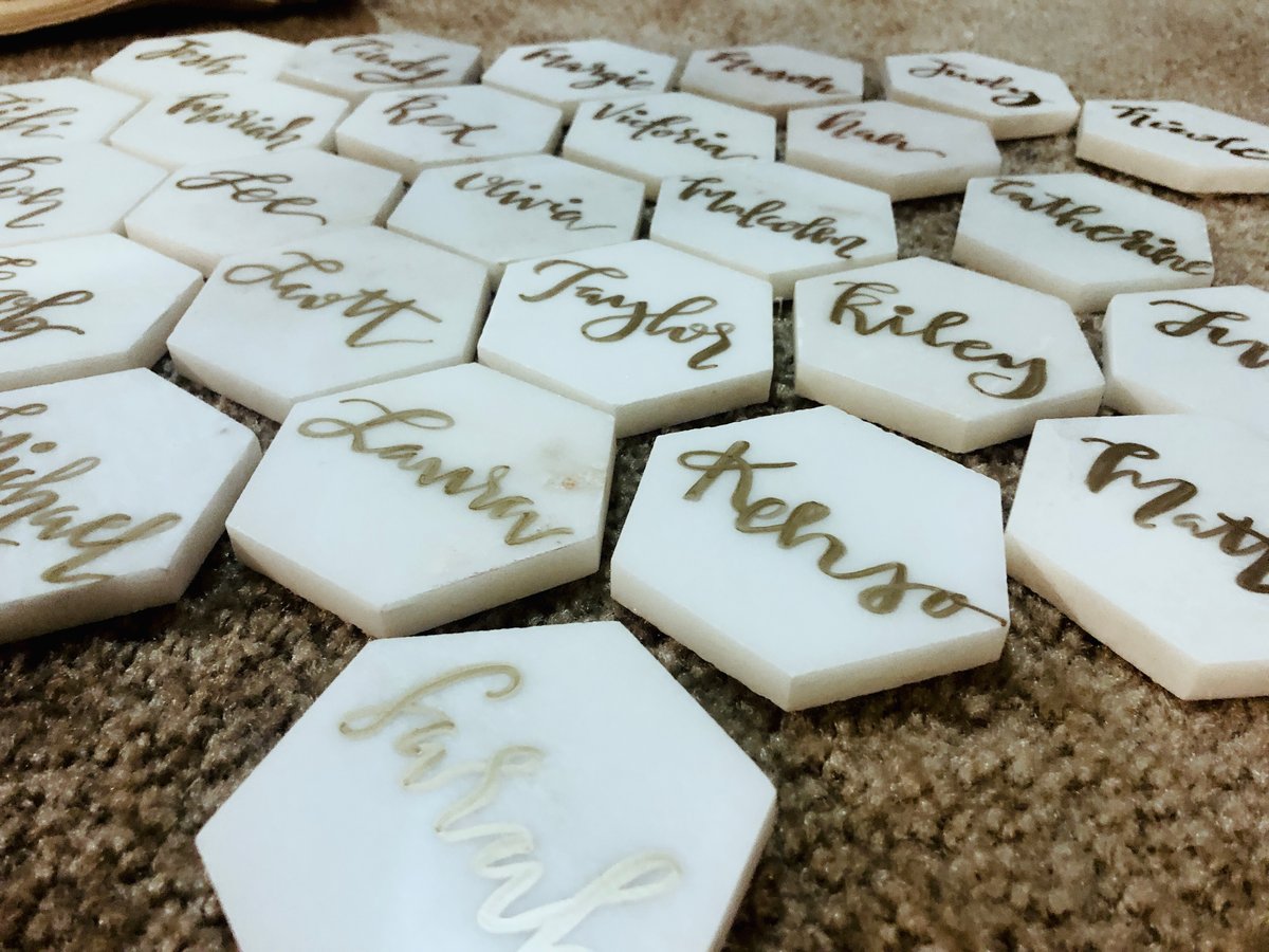 Marble Tile Name Place Cards Inventing Vintage