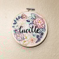 Image 2 of Boho Bloomin’ Custom Name Embroidery Hoop