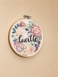 Image 1 of Boho Bloomin’ Custom Name Embroidery Hoop