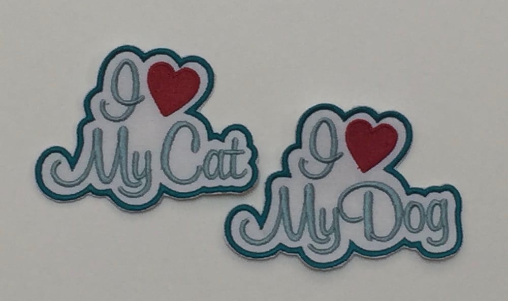 Image of I Love my Cat and I Love my Dog Iron-on Patches